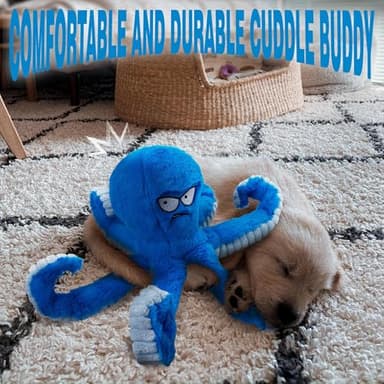 LEGEND SANDY Tough Dog Toys, Stuffed Chew Large Dog Toys to Keep Them Busy, Interactive Squeaky Tug of War Doggie Toy, Crinkle Blue Octopus - Image 8