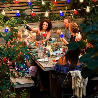 G40 Red White and Blue Lights,25Ft Fourth of July Light with 27 G40 LED Red White and Blue Bulbs(2 Spare),Waterproof Outdoor Hanging Patio Lights for Independence Day Memorial Day Party Decor - Image 7