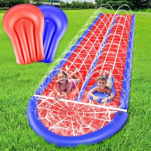 30Ft Slip Water Slide with 2 Bodyboards, Extra Long Slip and Slide Heavy Duty Double Lane for Adults and Kids, Summer Outdoor Water Toys Outside Play Backyard Games with Sprinkler - Image 1