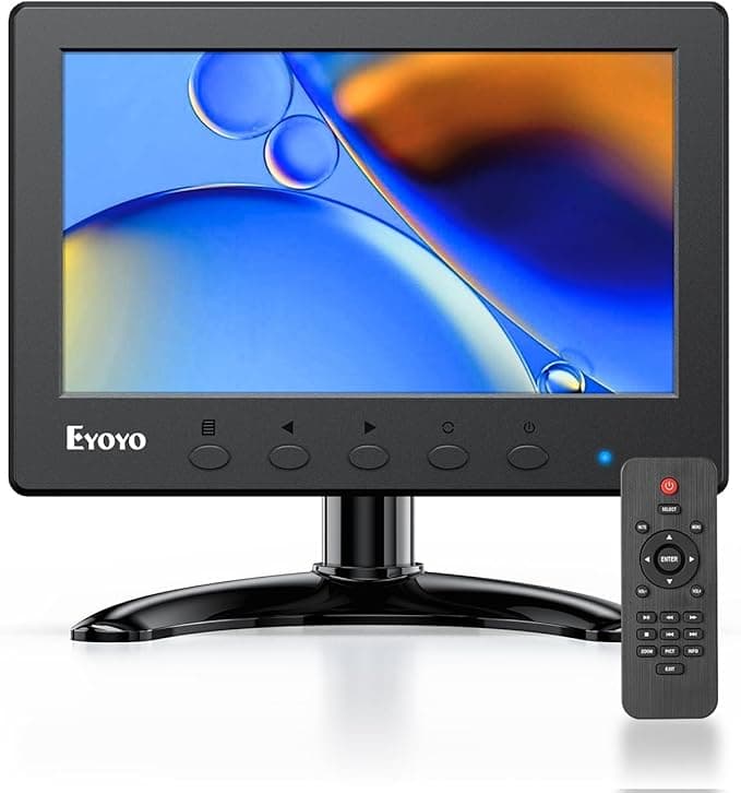 Eyoyo Mini Monitor 7 Inch Small HDMI Monitor 1024x600 LCD Screen Display HDMI AV VGA BNC USB Input for NVR CCTV Security Camera Computer PC Laptop Video Switcher Raspbery Pi - Image 1