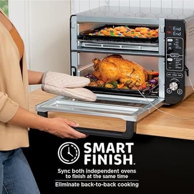Ninja DCT451 12-in-1 Smart Double Oven with FlexDoor, Thermometer, FlavorSeal, Smart Finish, Rapid Top Convection and Air Fry Bottom , Stainless Steel - Image 5