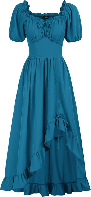 Scarlet Darkness Renaissance Dress Women Cottagecore Corset Dress Ruffle Maxi Dress with Pockets - Image 2