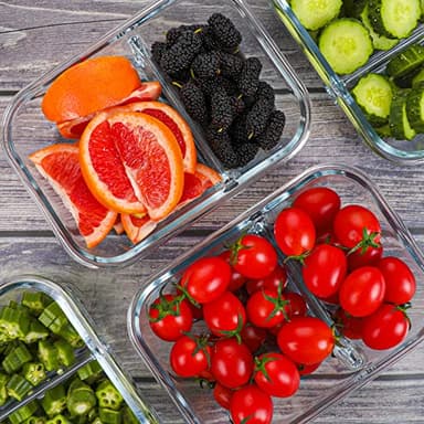 KOMUEE 10 Packs 30oz Glass Meal Prep Containers 2 Compartments,Glass Food Storage Containers with Lids,Airtight Lunch Bento Boxes,Microwave,Oven,Freezer and Dishwasher Safe - Image 6