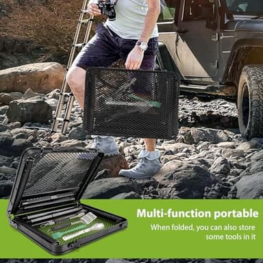 3x2 FT Folding Camping Table Foldable Grill Table for Outdoor BBQ, Metal Portable Camping Grill Stand with Mesh Desktop, Adjustable Height Lightweight BBQ Tables Black - Image 7