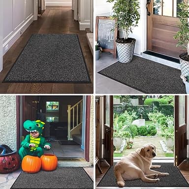 Mibao Front Door Mat, Dirt Trapper Welcome Mat for Outdoor Indoor, Non-Slip Waterproof Doormat, Durable Machine Washable Low Profile Entry Rug for Back Door Outside Patio Porch, 30" x 18", Grey - Image 8