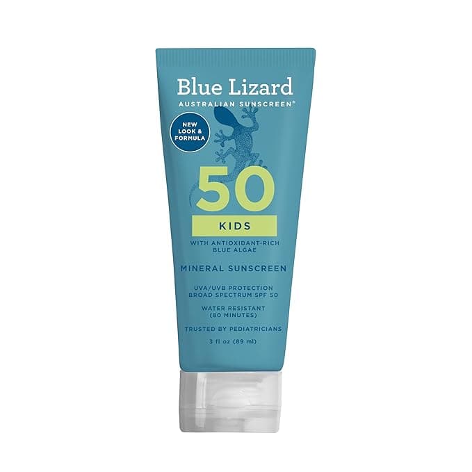 Blue Lizard Kids Mineral SPF 50 Sunscreen Lotion, 100% Mineral, Children’s Sunscreen, Water-Resistant Formula, Paraben-Free, Fragrance-Free, 3 fl oz - Image 1
