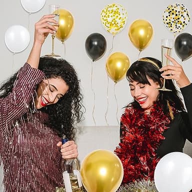 68Pcs Black White Gold Balloons with 12 Inch Black Gold Confetti Balloons for Graduation Birthday Wedding Party Decorations - Image 7