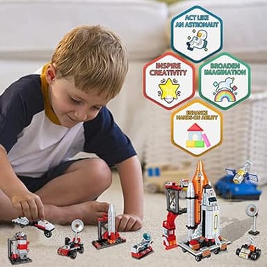 Space Exploration Shuttle Toys for 6 7 8 9 10 11 12 Year Old Boys 12-in-1 STEM Aerospace Building Kit Toy with Heavy Transport Rocket and Launcher Best Gifts for 6-12 Year Old Boys (566 PCS) - Image 6