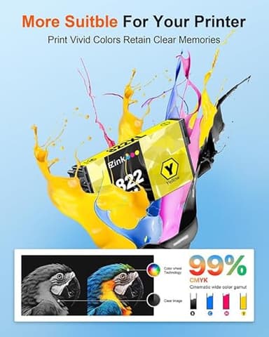 E-Z Ink Pro 822XL 822 XL Ink Cartridges Remanufactured Replacement for Epson 822XL Ink Cartridges Combo Pack to Use with Workforce Pro WF-3820 WF-4830 WF-4820 WF-4833 WF-4834 Printer (4 Pack) - Image 4