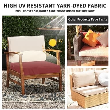 Easy-Going Waterproof Patio Seat Cushion Covers 24x24x4 inch 2 Pack Replacement Non-Slip Outdoor Cushion Slipcover with Zipper and Adjustable Straps for Outdoor Furniture, Covers Only, Red - Image 3