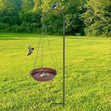 VUWEZ Hanging Bird Bath, Hanging Bird Water Feeder for Outdoors, Feeder Bowl, 1 Pack Birdbath Tray Accessories for Outside, Plastic Birdbaths Tray for Garden Patio Decoration (20", Chocolate) - Image 7