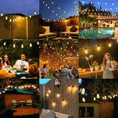 Brightever LED Outdoor String Lights 100FT Patio Lights with 52 Shatterproof ST38 Vintage Edison Bulbs, Outside Hanging Light Waterproof for Porch, Deck, Garden, Backyard, Balcony, Dimmable 2700K - Image 7