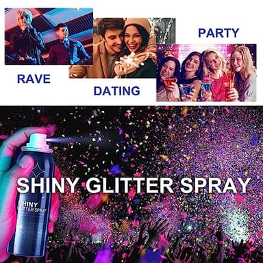 HANYWIL Body Glitter, Glitter Spray for Hair and Body, Spray, Hairspray Clothes, Long-Lasting Shimmer Suitable Stage, Festival Rave Makeup Prom 2.11 Fl Oz - Image 6