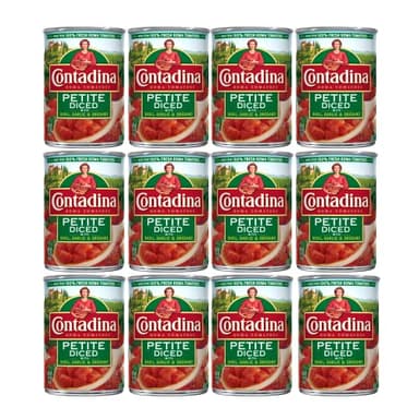 Contadina Petite Cut Diced Tomatoes with Garlic, Basil & Oregano, 14.5 oz (Pack of 12) - Image 1