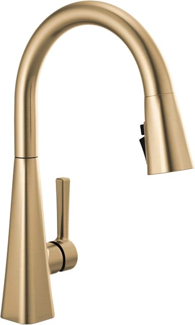 Delta Lenta Brushed Gold Kitchen Faucet with Pull Down Sprayer, Modern Brushed Gold Single Hole Kitchen Sink Faucet, Single Handle, Champagne Bronze 19802Z-CZ-DST - Image 2