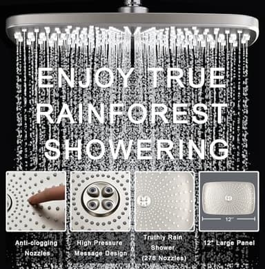 High Pressure Rain Shower Head: Upgrade Shower Heads with Handheld Spray Combo with Fixed Showerhead and 10 Sprays Handheld Shower Head, Detachable Showerheads Built-in Magnetic Docking and Power Jets - Image 5