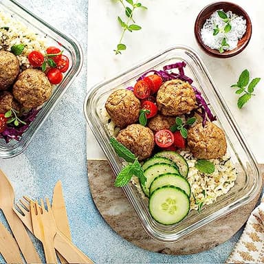 VERONES 10 Pack 22 OZ Glass Meal Prep Containers, Airtight Glass Lunch Containers Set, Glass Food Storage Containers with Lids,Exclusive of BPA, for Microwave, Oven, Freezer & Dishwasher Friendly,Grey - Image 7