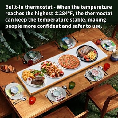 Electric Warming Tray（Extra Long 40”x12”），Food Warmer with Thermostat and Full Surface Heating，Food Warming Mat with 2 Temperature Modes for Buffets Party，Gatherings，White - Image 6