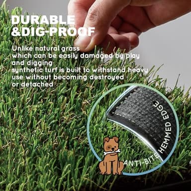 HQ4us Dog Grass Pad with Tray Medium 31”×21” Dog Litter Box Toilet with 2×Artificial Grass for Dogs with Hemmed Edge, Pee Pads for Dogs, Realistic, Less Stink, Potty for Balcony - Image 4