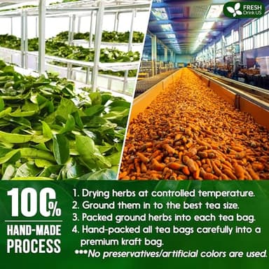 FreshDrinkUS, Premium 60 Soursop Turmeric Tea Bags, 100% Natural, Blend of Soursop Leaves, and Turmeric Root. Made with Natural Material Tea Bags. No Sugar, Vegan. - Image 7