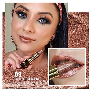 Oulac Brown Lipstick for Women with Metallic 3D Shine Lightweight Hydrating Formula, High Impact Lip Color, Vegan Beauty, Full Coverage Lip Makeup, Christmas Gifts for Women, Guilty Pleasure (09) - Image 3