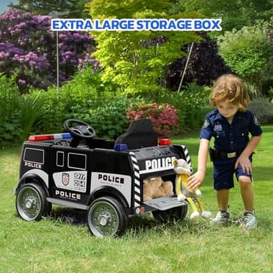 ELEMARA 12V Ride on Police Car, Electric Ride on Cop Cars for Kids,Battery Powered Ride on Truck, Ride On Toy w/Parent Remote Control,Siren-Call,walkie-talkies, Flashing Lights,Bluetooth,Music,Black - Image 4