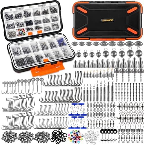 PLUSINNO 264/397pcs Fishing Accessories Kit, Organized Fishing Tackle Box with Tackle Included, Fishing Hooks, Fishing Weights Sinkers, Swivels, Beads, Fishing Gear Set Equipment for Bass Trout - Image 1