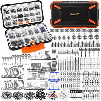 PLUSINNO 264/397pcs Fishing Accessories Kit, Organized Fishing Tackle Box with Tackle Included, Fishing Hooks, Fishing Weights Sinkers, Swivels, Beads, Fishing Gear Set Equipment for Bass Trout - Image 1