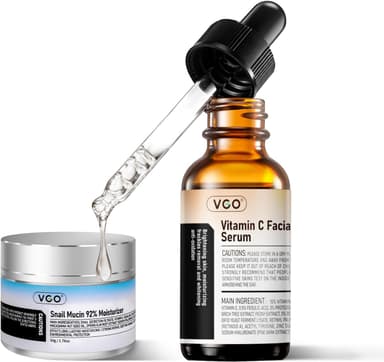 VGO Skin Care Set, with Snail Mucin 92% Moisturizer 1.76 Oz & Vitamin C Face Serum 1.01 Oz, Daily Hydrating & Firming Skincare Routine Kit for All Skin Type - Image 2