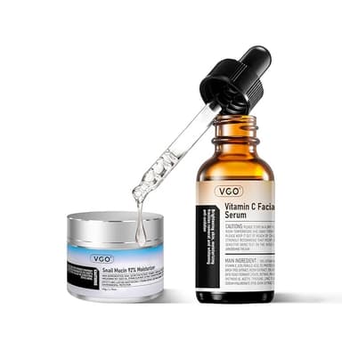 VGO Skin Care Set, with Snail Mucin 92% Moisturizer 1.76 Oz & Vitamin C Face Serum 1.01 Oz, Daily Hydrating & Firming Skincare Routine Kit for All Skin Type - Image 1