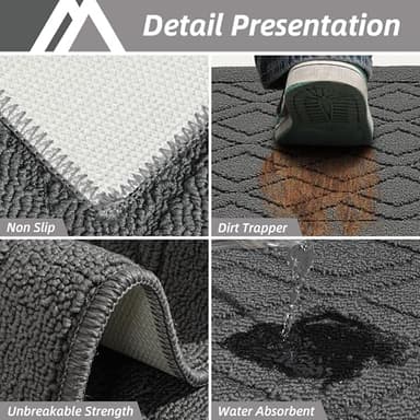 COSY HOMEER 48x20 Inch/30X20 Inch Kitchen Rug Mats Made of 100% Polypropylene 2 Pieces Soft Kitchen Mat Specialized in Anti Slippery and Machine Washable (Grey) - Image 4
