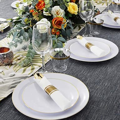 Supernal 60 Pack Pre Rolled Napkins with Gold Plastic Silverware, Premium Disposable Gold Wrapped Cutlery Set Includes: 60 Forks 60 Knives 60 Spoons 60 Napkin for Party - Image 7