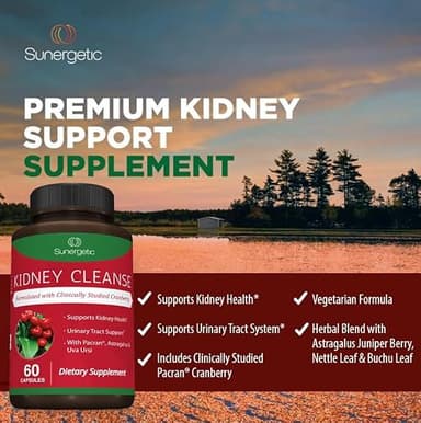 Premium Kidney Cleanse Supplement – Powerful Kidney Support Formula with Cranberry Extract Helps Support Healthy Kidneys & Urinary Tract Support– 60 Vegetarian Capsules - Image 4