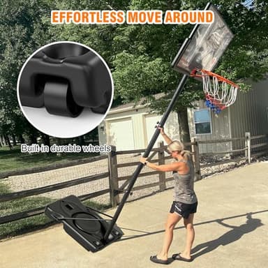 Yohood Basketball Hoop Outdoor 10ft Adjustable, Portable Basketball Hoop Goal System for Kids Youth and Adults in Backyard/Driveway/Indoor, 44 Inch Shatterproof Backboard and Larger Base - Image 6