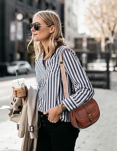 AFKOMST Crossbody Bags for Women,Small Saddle Purse and Boho Cross Body Handbags,Vegan Leather, Brown Guitar Strap - Image 7