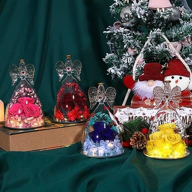 Tiaronics Mothers Day Rose Gifts for Women, Large Angel Figurines with Real Roses, Preserved Real Flower Rose for Her - Purple - Image 9