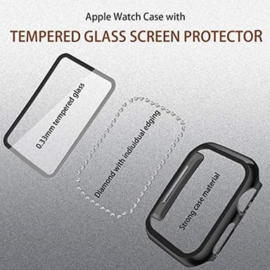 Mesime Compatible for Apple Watch Band with Screen Protector Case, Jewelry Replacement Bands 46mm 45mm 44mm 42mm 41mm 40 mm 38mm 2 Pack Protective Cover for iWatch Series 11/10/9/8/7/6/5/4/3/2/1/SE Women - Image 4