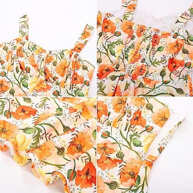 1950s Vintage Yellow Floral Dress 2024 Summer Sleeveless Flowy Swing Aline Midi Dress Floral S - Image 3