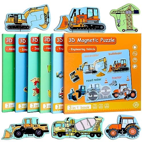 Magnetic Puzzles for Kids Ages 1-3, Travel Toddler Puzzles Ages 2-4 Year, Excavator Refrigerator Magnet for Kids Learning Gift for Road Trip - Image 1