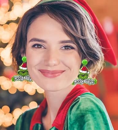 Christmas Earrings for Women Teens, Glitter Acrylic Christma Earrings Accessories for Christmas Parties. Christmas Party Favors, Suit for Christmas Costume Gifts - Image 2