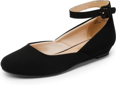 DREAM PAIRS Women's Dress Flats Ballet Low Wedge Round Toe Ankle Strap Comfortable Casual Flats Shoes - Image 2