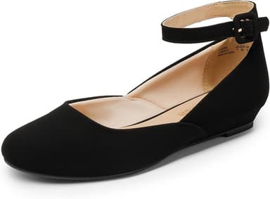 DREAM PAIRS Women's Dress Flats Ballet Low Wedge Round Toe Ankle Strap Comfortable Casual Flats Shoes - Image 1