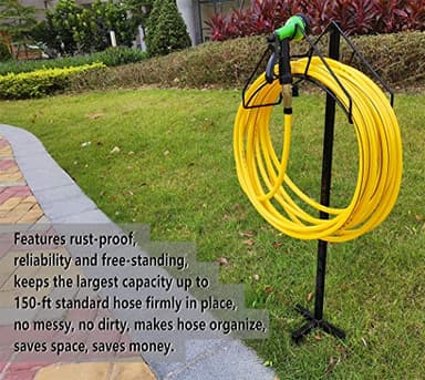 Artigarden Freestanding Garden Hose Holder Hanger, Heavy Duty Metal Water Hose Reel Storage Stand Rack for Yard Lawn, Bright Black (Hose not Included) - Image 5