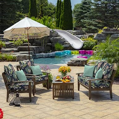 Arden Outdoor Deep Seat Cushion Set, 24 in x 24 in, Weather-Proof, Rain-Proof, Fade Resistant Patio Cushion for Chair, Sofa, and Couch Simone Blue Tropical - Image 8