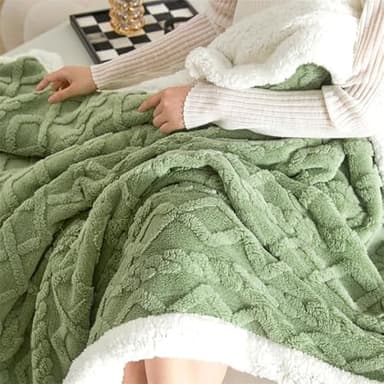 PU MEI Sherpa Throw Blanket for Couch Sofa 80”*60”- Fleece Tufted Fuzzy Soft Cozy Blanket for Bed, Thick Warm Blanket for All Seasons, (Sage Green, 60"*80") - Image 6