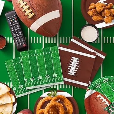 Gatherfun Football Party Supplies Kit Serve 24,Includes Dinner Plates, Dessert Napkins, Cups,Banner and Touchdown Tablecloth for Birthday Gameday Tailgate Decorations, Green (2023053002) - Image 5