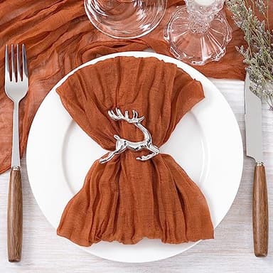 Socomi Terracotta Cheesecloth Napkins Fall Burnt Orange Cheese Cloths Gauze Set of 50 Boho Washable Dinner Table Napkins for Wedding Party Baby Shower Birthday Party Decor - Image 4