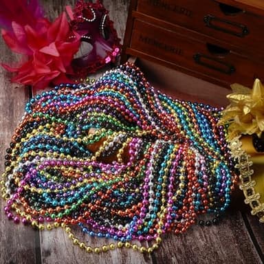 72 PCS Mardi Gras Beads Bulk, 33 Inch 12 Colors Party Beads for Mardi Gras, Christmas, St. Patrick's Day, Beads Party Favors, Throw Beads in 12 Shiny Metallic Colors - Image 3