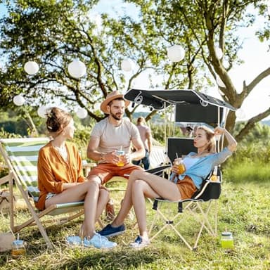 Nice C Chair with Canopy, Umbrella Chairs, Chair with Shades, Sports Chairs, w/Removable Footrest, Cooler Bag, Cup Holder for Camping, Fishing, Sports, Beach (2-P Green) - Image 2