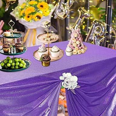 Fitable Sequin Tablecloth for Parties 60x120 Inch - Sparkle Glitter Table Cloth Laser Rectangle Overlay for Wedding Baby Shower Ceremony Birthday Holiday Banquet Decor, Purple - Image 6